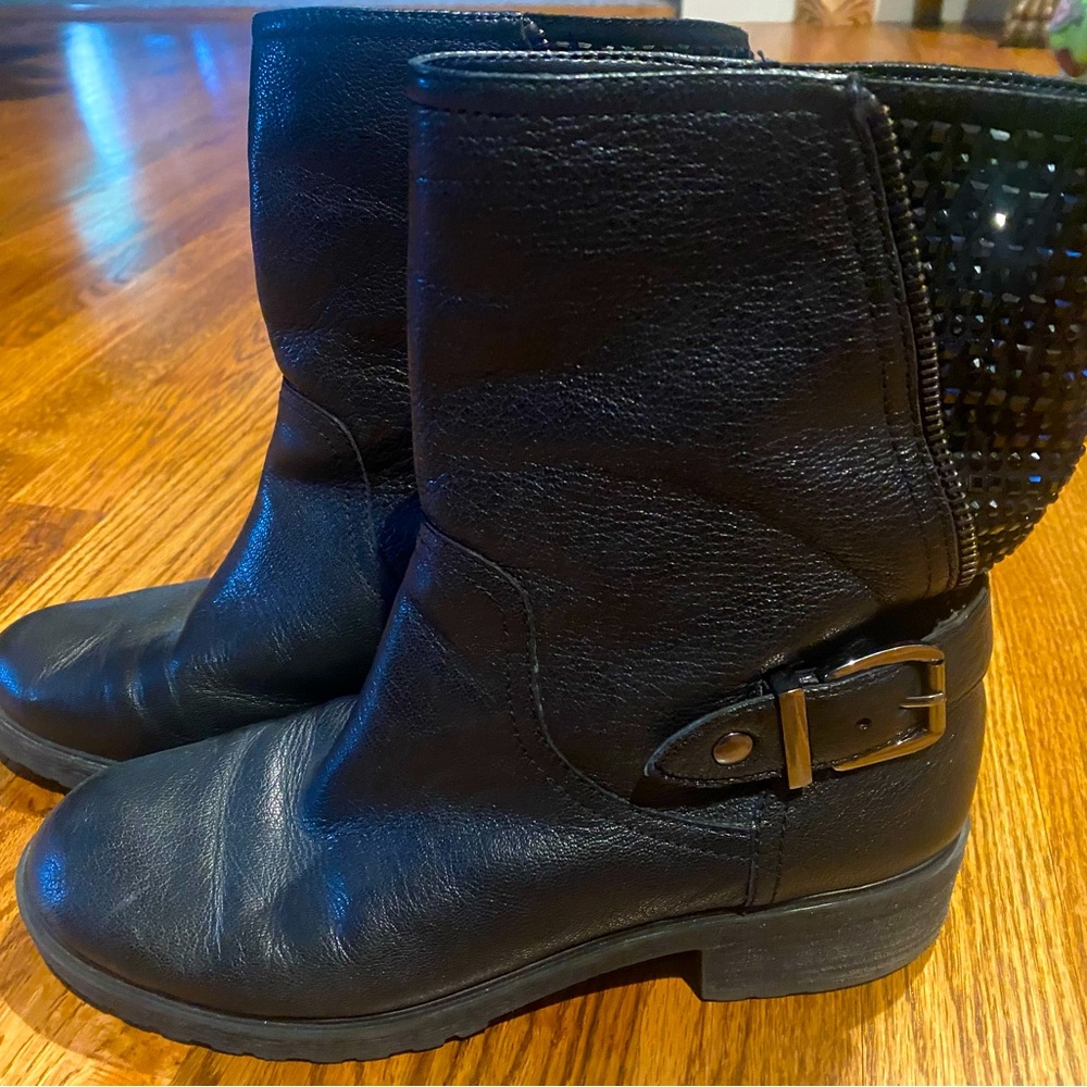 Gianni Bini /Leather Rhinestone Combat Boots - 8 M gently worn
